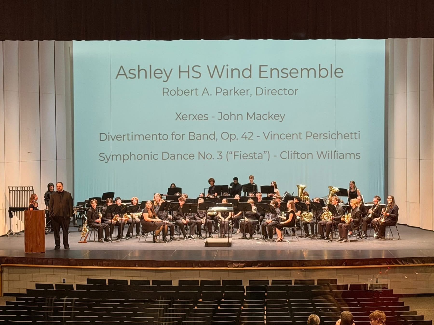 Ashley High School Wind Ensemble on stage